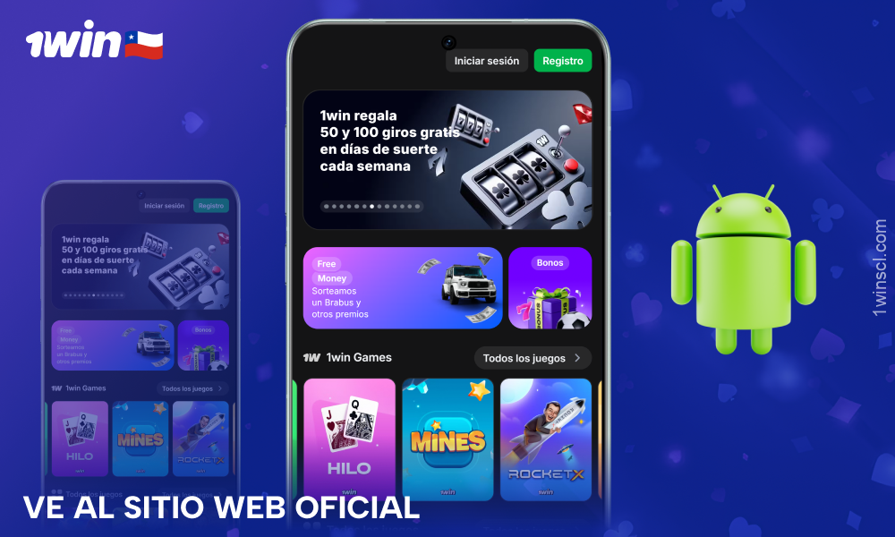 Visita el sitio web oficial de 1Win Casino Chile para descargar la aplicación móvil para Android